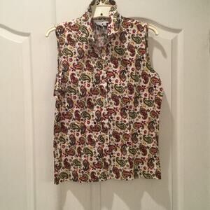 Ninety L bright paisley sleeveless blouse NWT